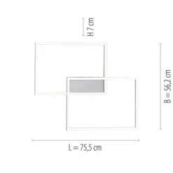 LED-Deckenleuchte, 75,5x56,2cm, CCT-Farbmanagement, Fernbedienung, Memory Funktion