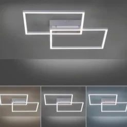 LED-Deckenleuchte, 75,5x56,2cm, CCT-Farbmanagement, Fernbedienung, Memory Funktion