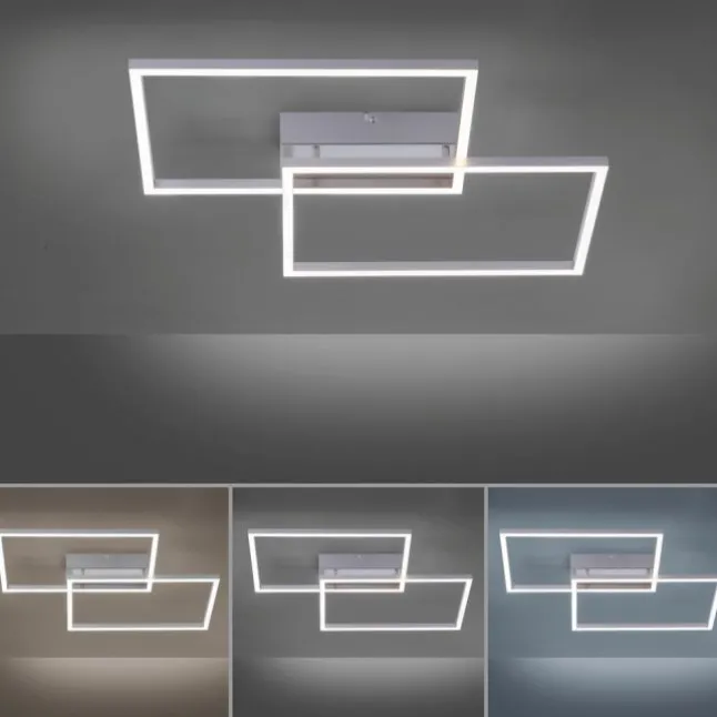 LED-Deckenleuchte, 75,5x56,2cm, CCT-Farbmanagement, Fernbedienung, Memory Funktion