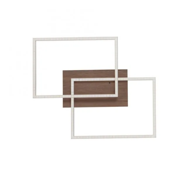 LED-Deckenleuchte, 50,4x42cm, Fernbedienung, dimmbar, Holzdekor,