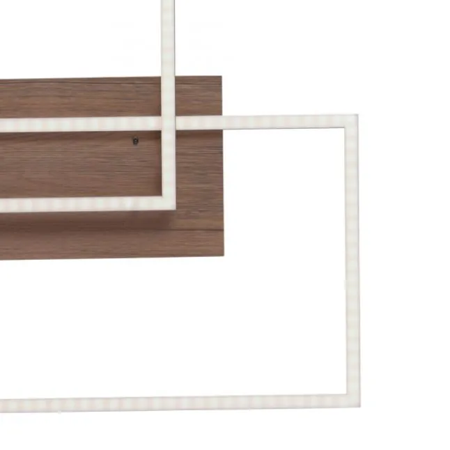 LED-Deckenleuchte, 50,4x42cm, Fernbedienung, dimmbar, Holzdekor,