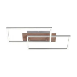 LED-Deckenleuchte, 50,4x42cm, Fernbedienung, dimmbar, Holzdekor,