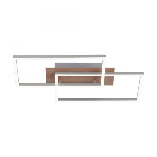 LED-Deckenleuchte, 50,4x42cm, Fernbedienung, dimmbar, Holzdekor,