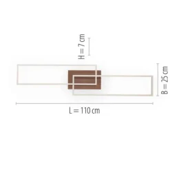 LED-Deckenleuchte, 110x25cm, Fernbedienung, dimmbar, Holzdekor, CCT Farbmanagement,