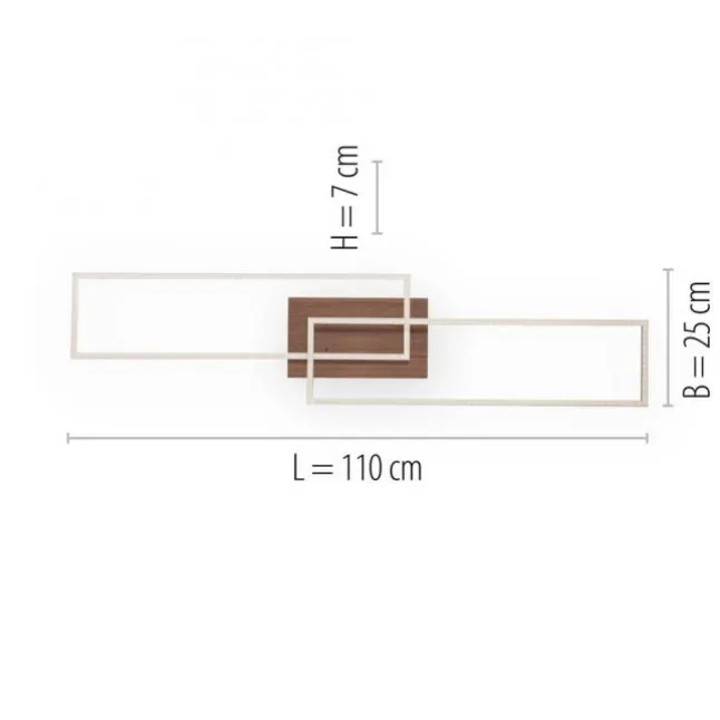 LED-Deckenleuchte, 110x25cm, Fernbedienung, dimmbar, Holzdekor, CCT Farbmanagement,