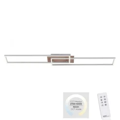 LED-Deckenleuchte, 110x25cm, Fernbedienung, dimmbar, Holzdekor, CCT Farbmanagement,