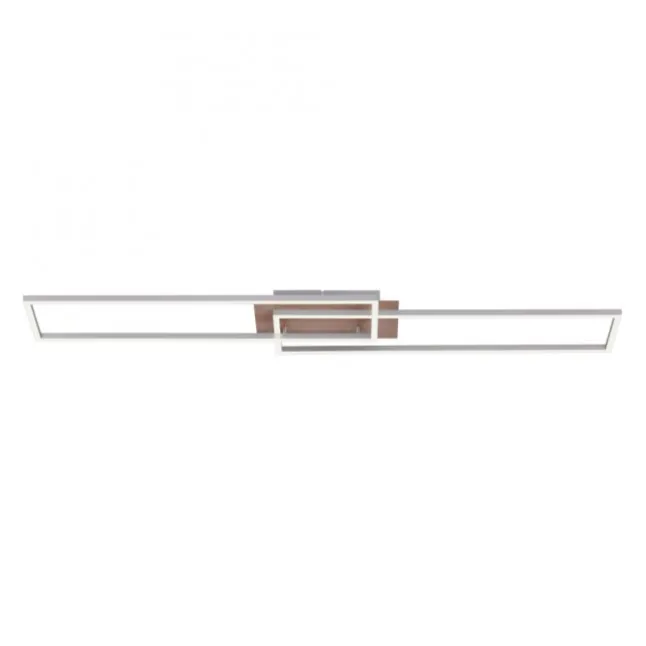 LED-Deckenleuchte, 110x25cm, Fernbedienung, dimmbar, Holzdekor, CCT Farbmanagement,