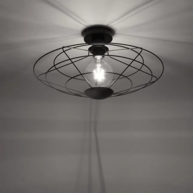 LED Deckenleuchte 44x44cm 1 flammig schwarzer Schirm Vintage Design