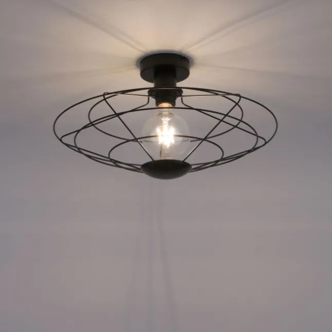 LED Deckenleuchte 44x44cm 1 flammig schwarzer Schirm Vintage Design