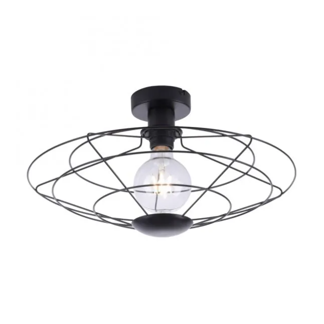 LED Deckenleuchte 44x44cm 1 flammig schwarzer Schirm Vintage Design