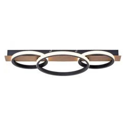 LED Deckenleuchte 68x30cm Holzoptik ring Holdekor schwarz warmweiß Licht