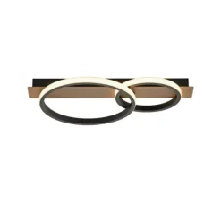 LED Deckenleuchte 53x31cm Holzoptik ring Holdekor schwarz warmweiß Licht