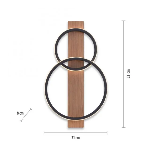 LED Deckenleuchte 53x31cm Holzoptik ring Holdekor schwarz warmweiß Licht
