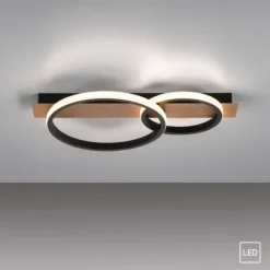 LED Deckenleuchte 53x31cm Holzoptik ring Holdekor schwarz warmweiß Licht