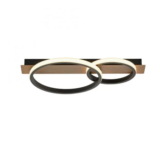 LED Deckenleuchte 53x31cm Holzoptik ring Holdekor schwarz warmweiß Licht