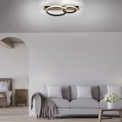 LED Deckenleuchte 53x31cm Holzoptik ring Holdekor schwarz warmweiß Licht
