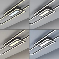 LED Deckenleuchte 95x17,5cm schwarz flach Memoryfunktion schlichtes Panel