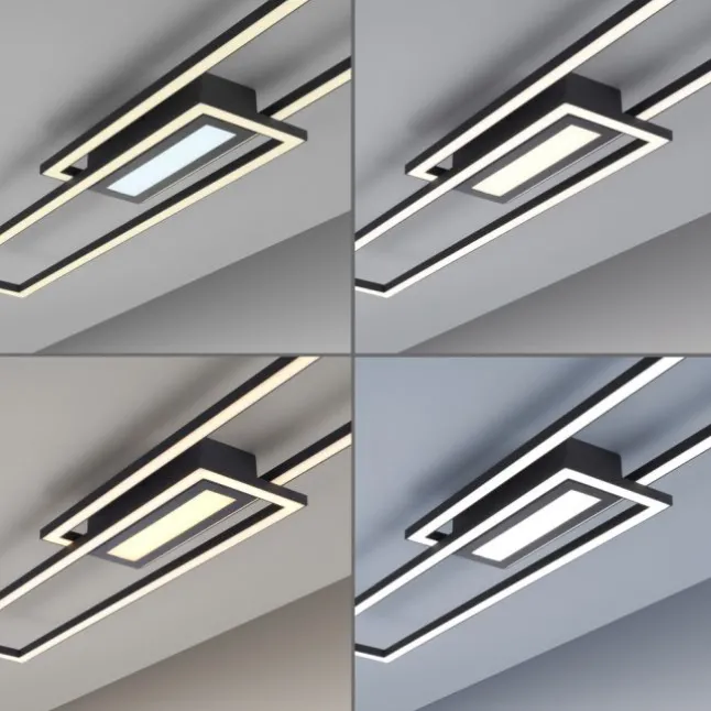 LED Deckenleuchte 95x17,5cm schwarz flach Memoryfunktion schlichtes Panel