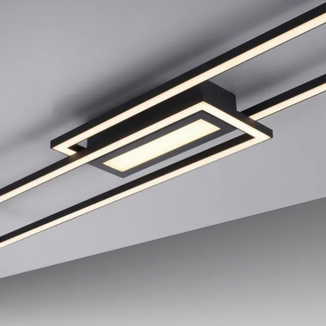 LED Deckenleuchte 95x17,5cm schwarz flach Memoryfunktion schlichtes Panel
