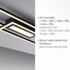 LED Deckenleuchte 95x17,5cm schwarz flach Memoryfunktion schlichtes Panel