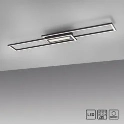 LED Deckenleuchte 95x17,5cm schwarz flach Memoryfunktion schlichtes Panel