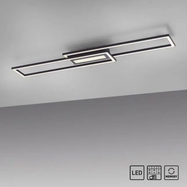 LED Deckenleuchte 95x17,5cm schwarz flach Memoryfunktion schlichtes Panel