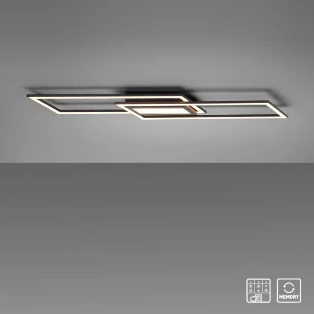 LED Deckenleuchte 100x17,9cm schwarz flach Memoryfunktion schlichtes Panel