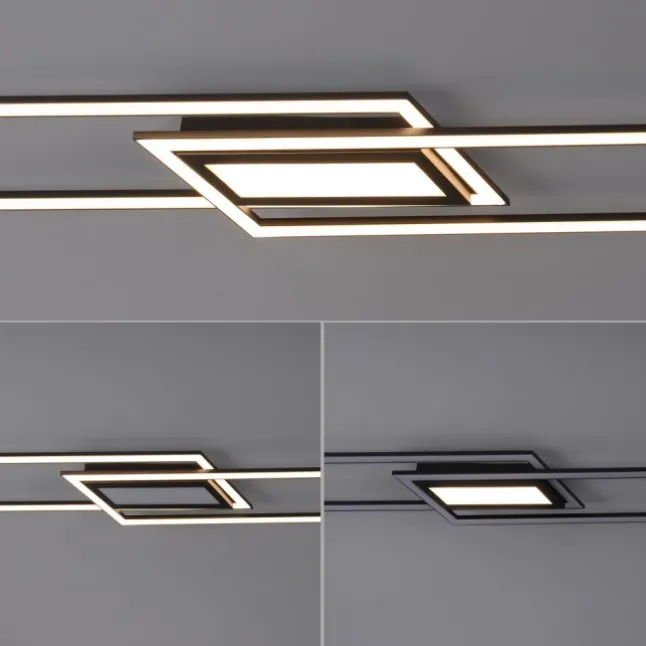 LED Deckenleuchte 100x17,9cm schwarz flach Memoryfunktion schlichtes Panel