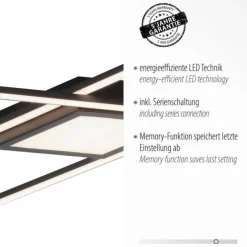 LED Deckenleuchte 106x37cm schwarz flach Memoryfunktion schlichtes Panel