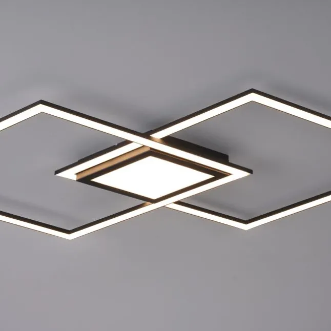 LED Deckenleuchte 106x37cm schwarz flach Memoryfunktion schlichtes Panel