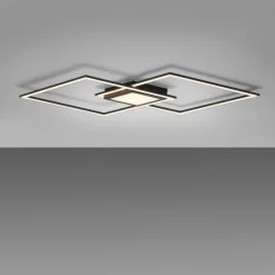 LED Deckenleuchte 106x37cm schwarz flach Memoryfunktion schlichtes Panel