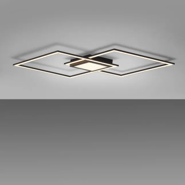 LED Deckenleuchte 106x37cm schwarz flach Memoryfunktion schlichtes Panel