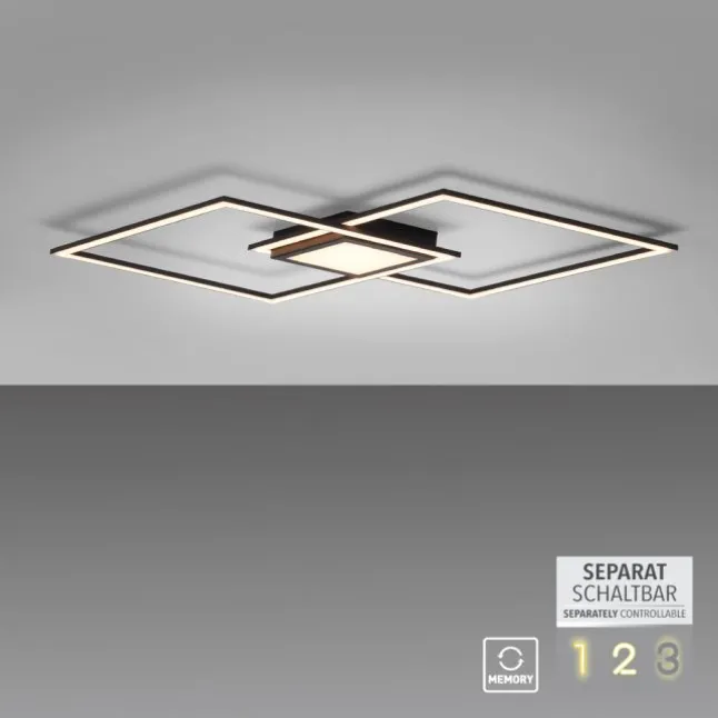 LED Deckenleuchte 106x37cm schwarz flach Memoryfunktion schlichtes Panel