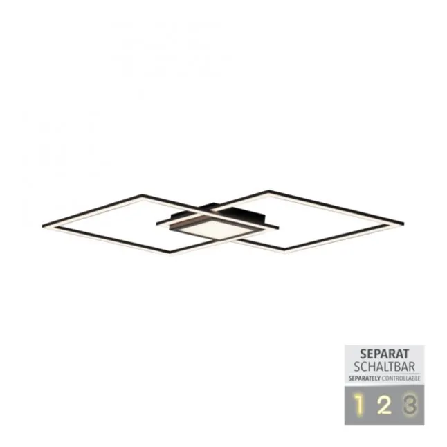LED Deckenleuchte 106x37cm schwarz flach Memoryfunktion schlichtes Panel