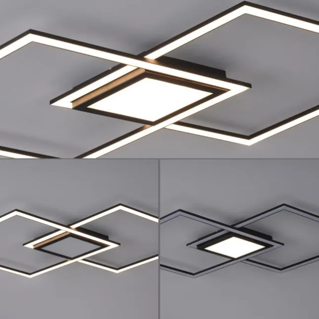 LED Deckenleuchte 106x37cm schwarz flach Memoryfunktion schlichtes Panel