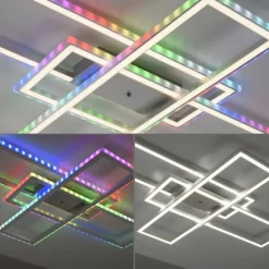 LED Deckenleuchte 101,5x71cm silberfarbig RGB Rainbow Farben dimmbar CCT