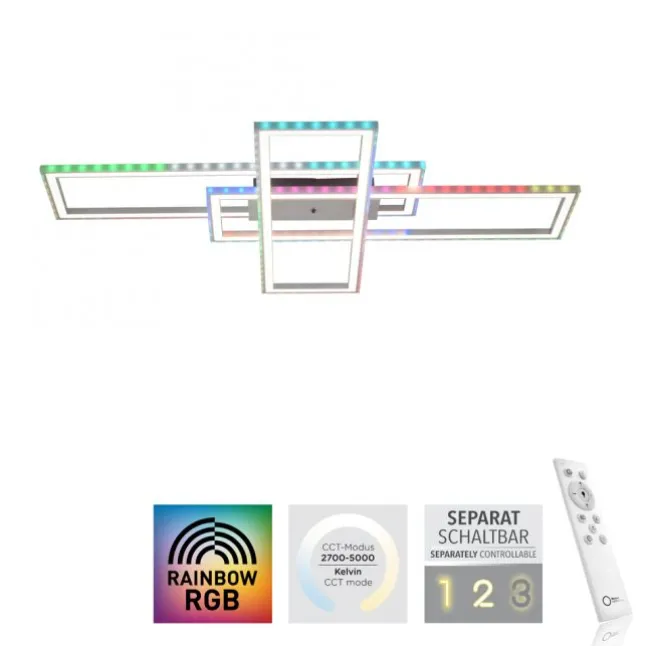 LED Deckenleuchte 101,5x71cm silberfarbig RGB Rainbow Farben dimmbar CCT