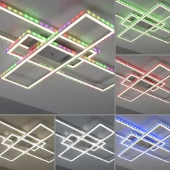 LED Deckenleuchte 101,5x71cm silberfarbig RGB Rainbow Farben dimmbar CCT