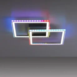 LED Deckenleuchte 44,5x44,5cm silberfarbig drehbar RGB Rainbow Farben dimmbar