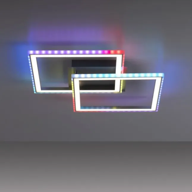 LED Deckenleuchte 44,5x44,5cm silberfarbig drehbar RGB Rainbow Farben dimmbar