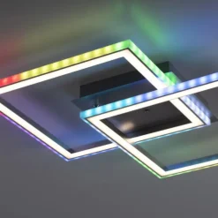 LED Deckenleuchte 44,5x44,5cm silberfarbig drehbar RGB Rainbow Farben dimmbar