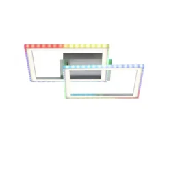 LED Deckenleuchte 44,5x44,5cm silberfarbig drehbar RGB Rainbow Farben dimmbar