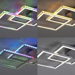 LED Deckenleuchte 44,5x44,5cm silberfarbig drehbar RGB Rainbow Farben dimmbar