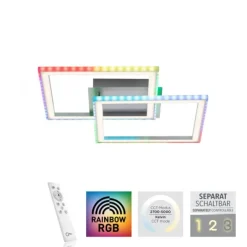 LED Deckenleuchte 44,5x44,5cm silberfarbig drehbar RGB Rainbow Farben dimmbar