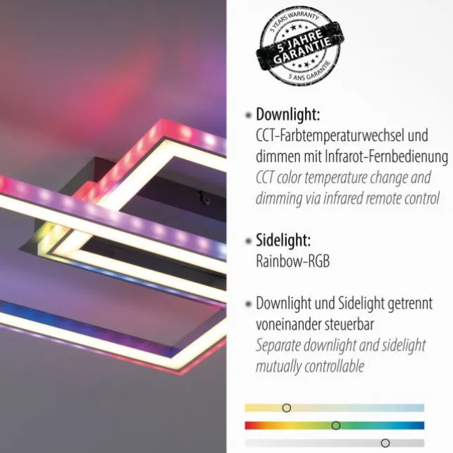 LED Deckenleuchte 72x210cm silberfarbig RGB Rainbow Farben dimmbar CCT