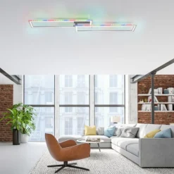 LED Deckenleuchte 72x210cm silberfarbig RGB Rainbow Farben dimmbar CCT