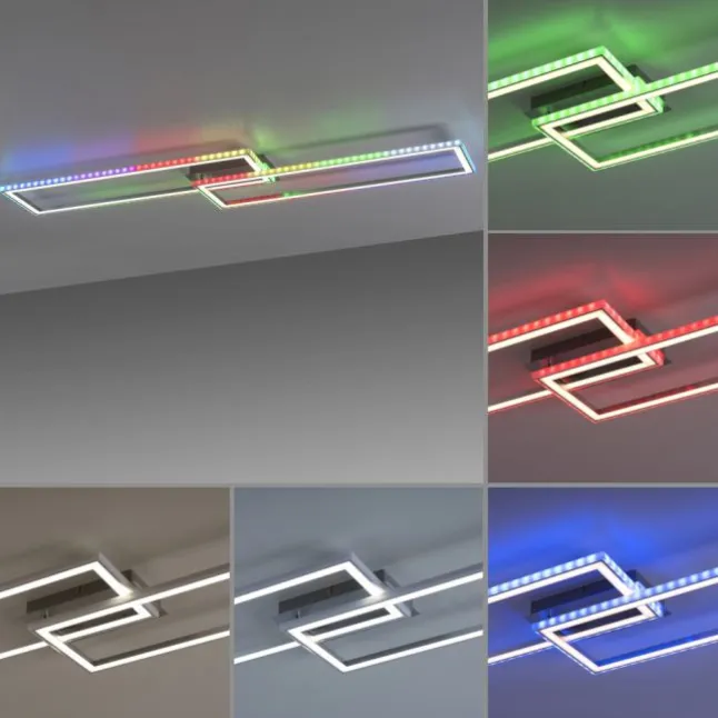 LED Deckenleuchte 72x210cm silberfarbig RGB Rainbow Farben dimmbar CCT