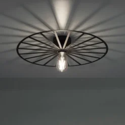 LED Deckenleuchte 50x50 matt schwarz farbig rund Speichenoptik Wandlampe