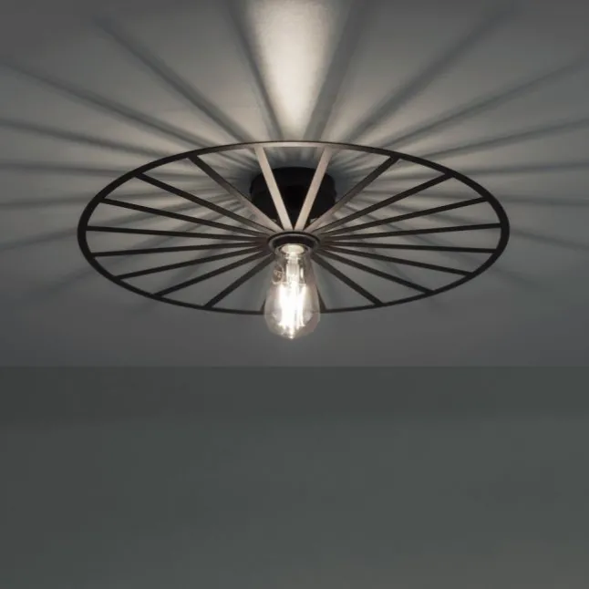 LED Deckenleuchte 50x50 matt schwarz farbig rund Speichenoptik Wandlampe