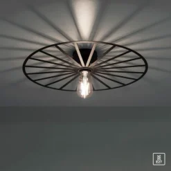 LED Deckenleuchte 50x50 matt schwarz farbig rund Speichenoptik Wandlampe